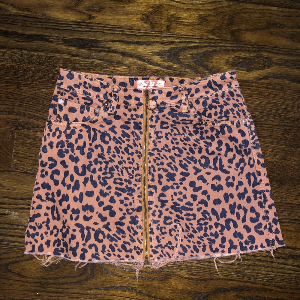 Leopard free people jean skirt